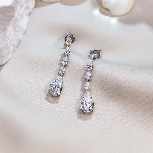 Ecoe-792 — The Cascade of Light Teardrop Diamond Drop Earrings
