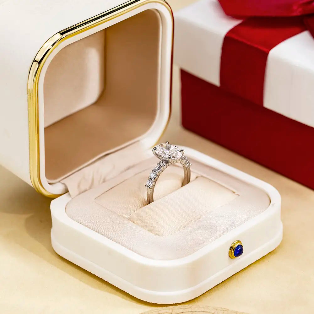 Eco-1712 | 18K White Gold 2.5CT Oval-Cut Lab-Grown Diamond Engagement Ring