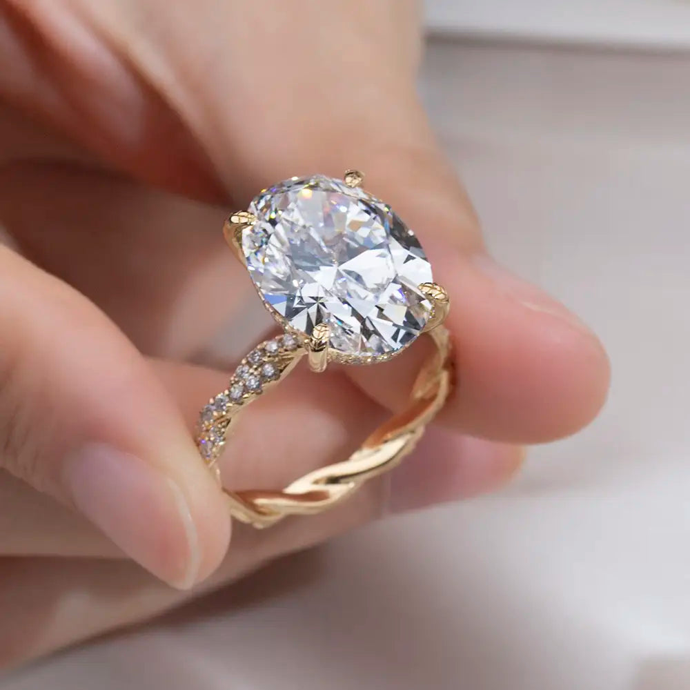 Eco-1803 | 18K Yellow Gold 1.00CT Round-Cut Lab-Grown Diamond Ring