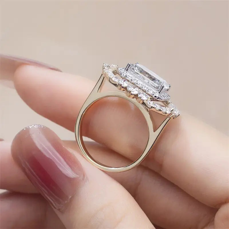 Eco-833 | 3.12ct Radiant-Cut Lab Diamond Ring in 14K Gold By Ecogemma
