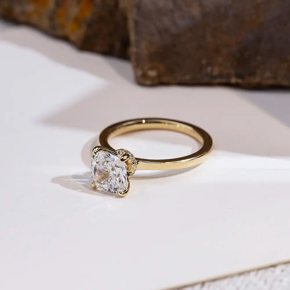 Eco-1699 | Cushion-Cut Lab Diamond Ring in 18K Gold By Ecogemma