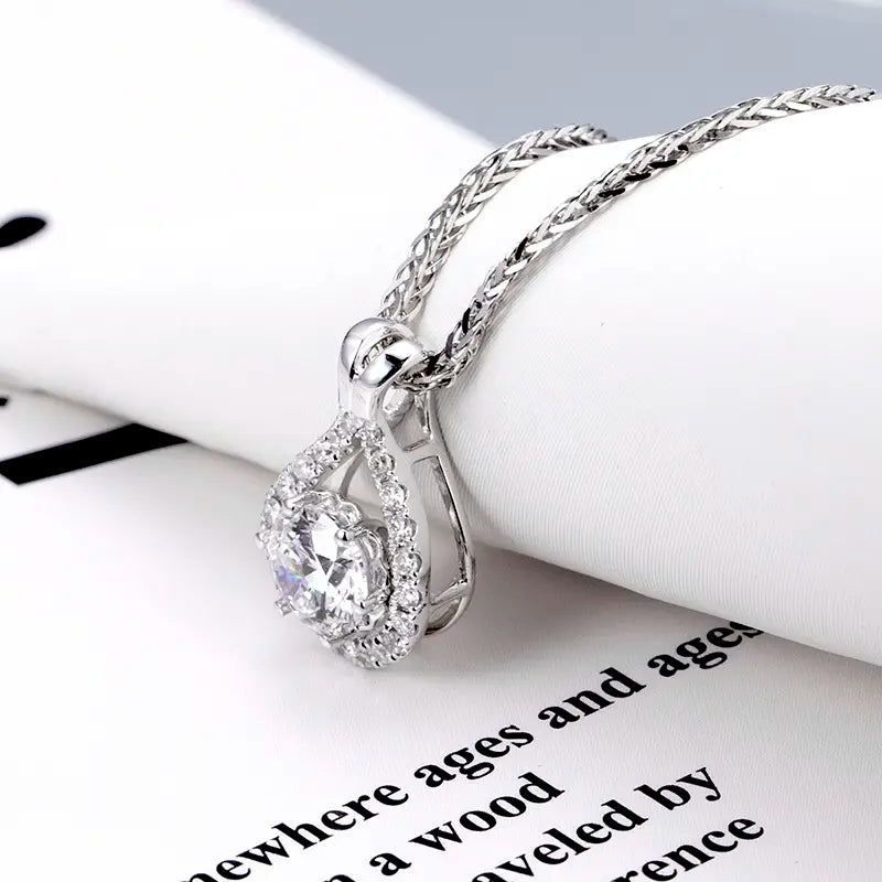 Econ-612 — The Tear of Light Lab Diamond Halo Pendant