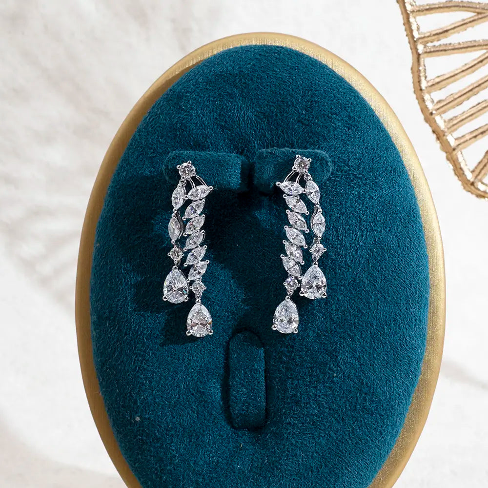 Ecoe-784 — The Cascade of Grace Lab Diamond Drop Earrings
