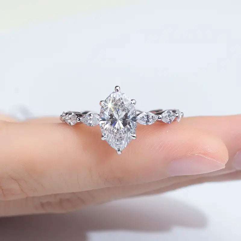 Eco-1326 | 18K White Gold 2.02CT Fancy-Shaped Lab-Grown Diamond Ring