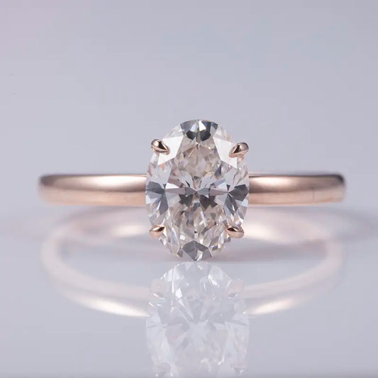 Eco-548 | 10K Rose Gold 1CT Round Lab-Grown Diamond Solitaire Ring