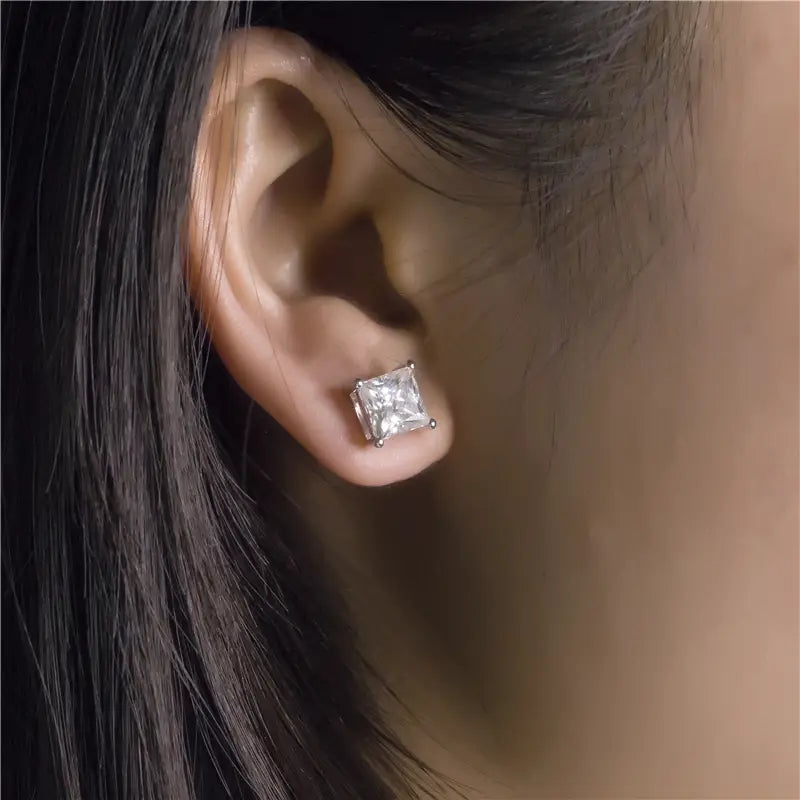 Ecoe-001 — The Silent Radiance Princess Cut Stud Earrings