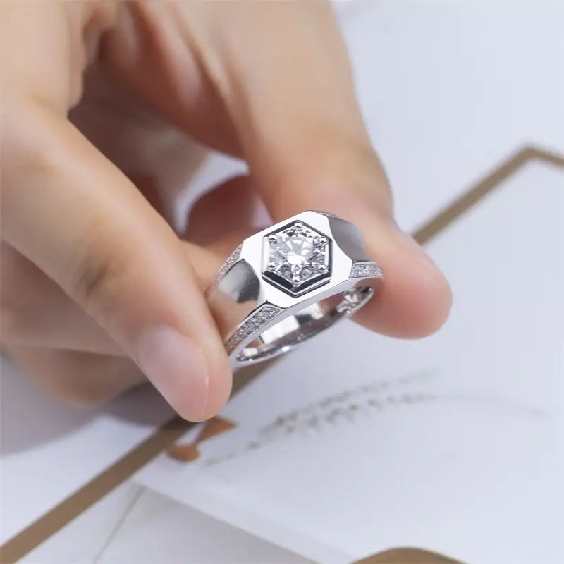 Eco-1448 | Men's Lab-Grown Diamond Ring in S925 Sterling Silver By Ecogemma