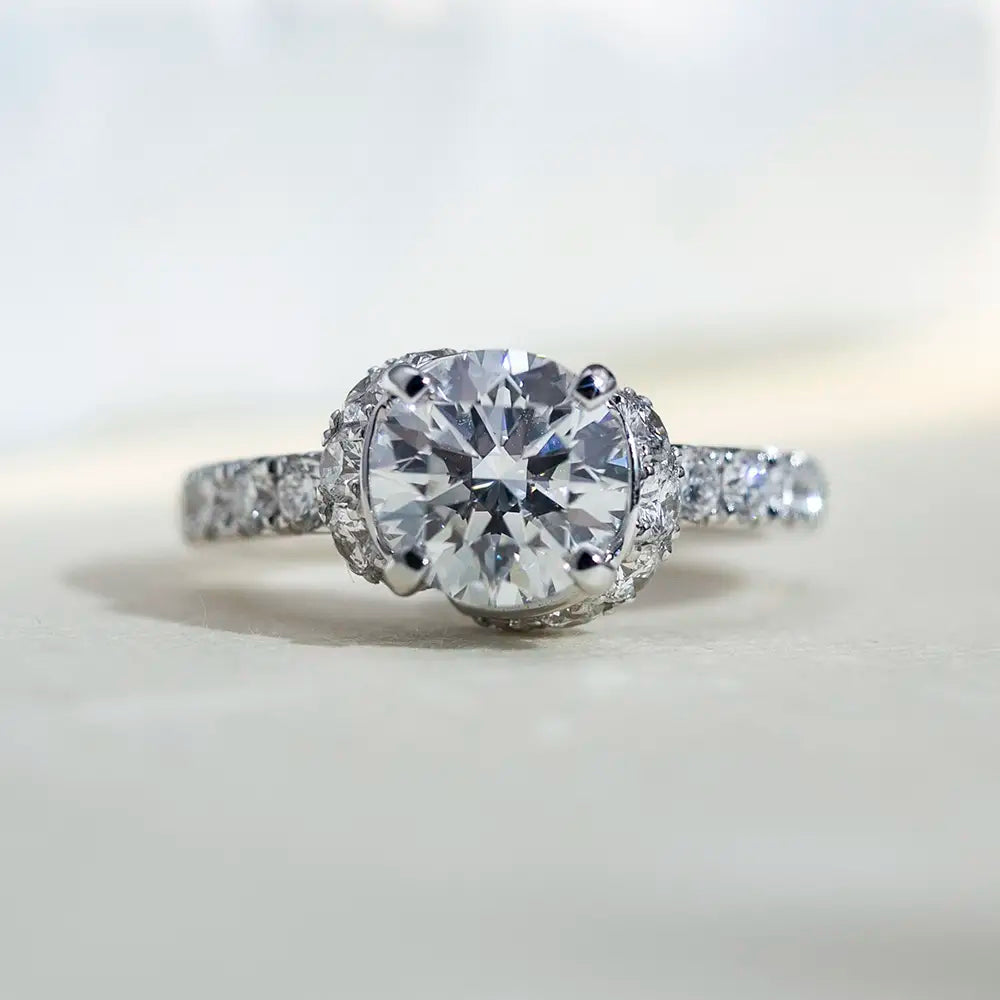 Eco-1660 | 0.5ct Round Lab Diamond Halo Engagement Ring in 18K Gold By Ecogemma