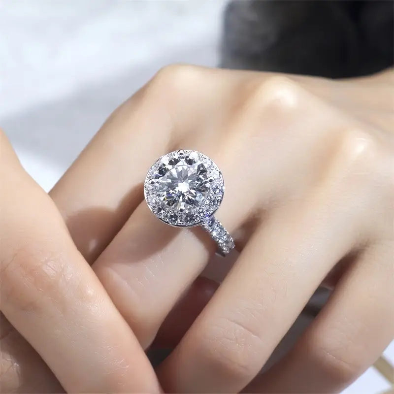 Eco-1443 | 18K White Gold 10CT Round-Cut Lab-Grown Diamond Ring