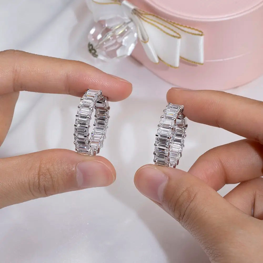 Ecoe-002 — The Eternal Flame Baguette Hoop Earrings