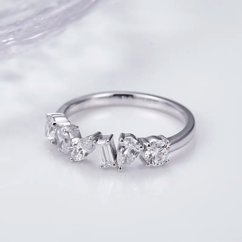 Eco-1302 | 18K White Gold Fancy-Shaped Lab Diamond Eternity Ring