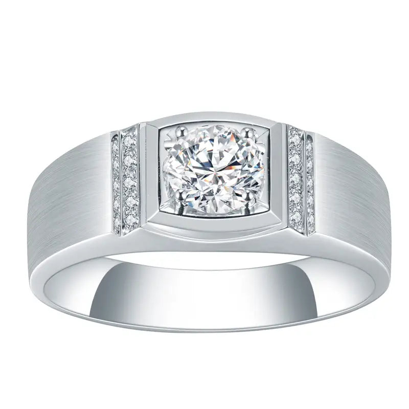 Eco-593 0.50CT Lab-Grown Diamond Ring in 18K White Gold – Men’s Signature Solitaire by Ecogemma