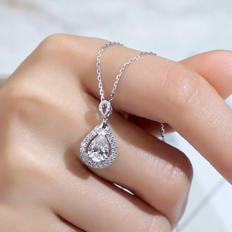 Econ-791 — The Teardrop of Eternity Lab Diamond Pendant Necklace