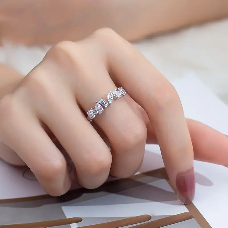 Eco-1302 | 18K White Gold Fancy-Shaped Lab Diamond Eternity Ring