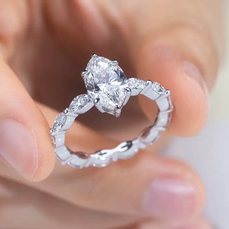 Eco-1326 | 18K White Gold 2.02CT Fancy-Shaped Lab-Grown Diamond Ring