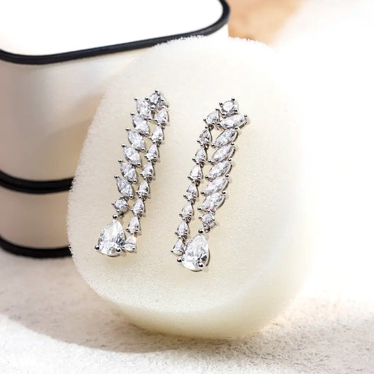 Ecoe-784 — The Cascade of Grace Lab Diamond Drop Earrings