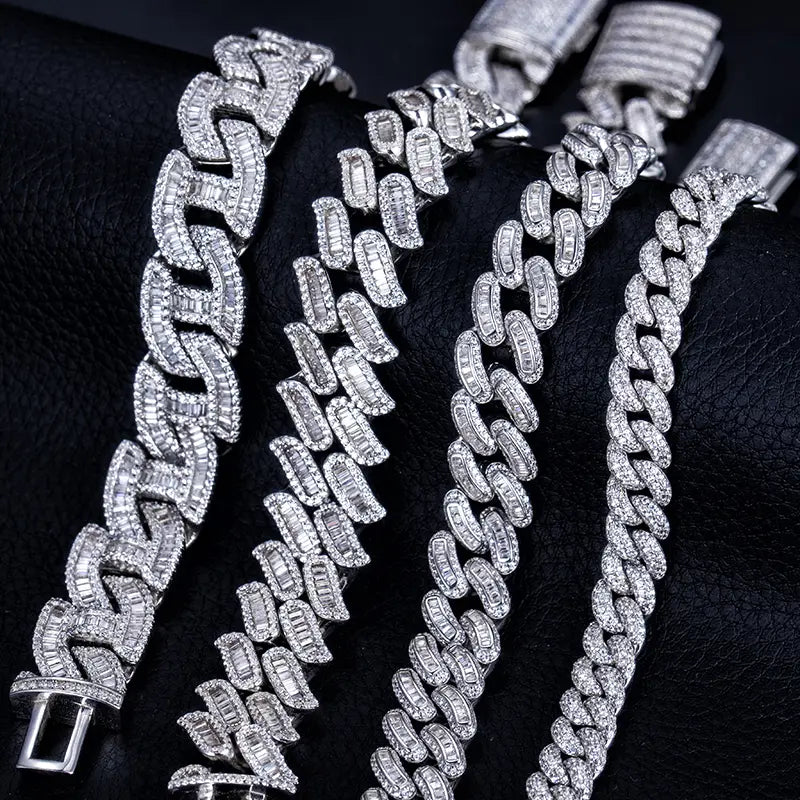 Ecogemma Ecoc-001: Ice-Out Moissanite Cuban Link Bracelet in Custom Precious Metals