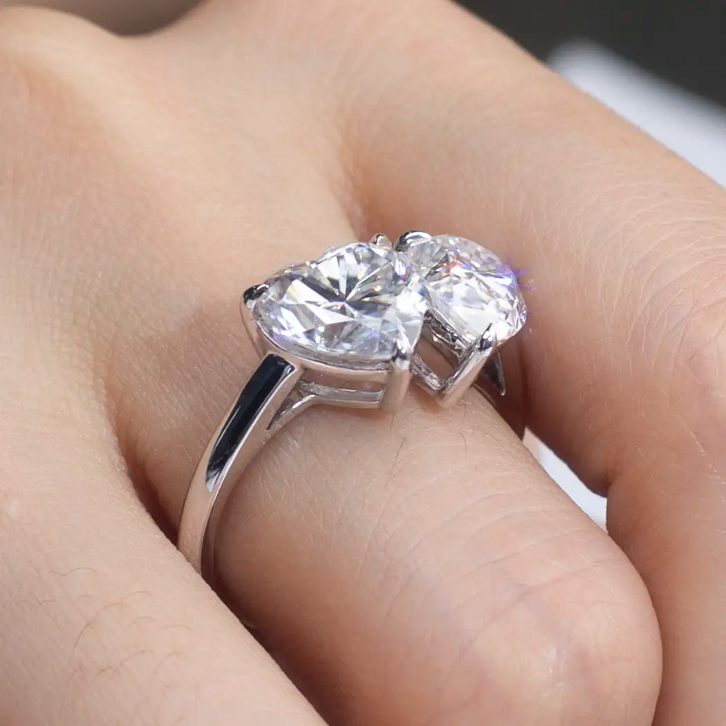 Eco-1352 Two-Stone Lab-Grown Diamond Ring in 14K White Gold