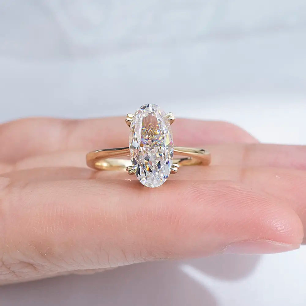 Eco-1811 | 9K Yellow Gold Oval Lab Diamond Ring