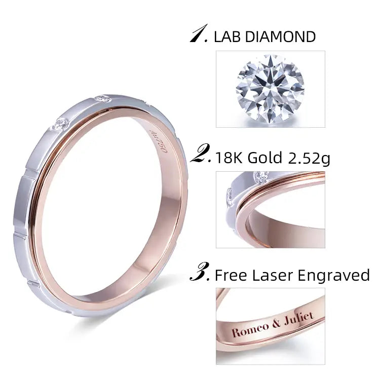 Eco-523 | 18K White & Rose Gold Lab-Grown Diamond Ring