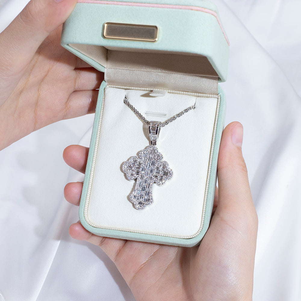 Econ-910 "Celestial Structure" Lab-Grown Diamond Cross Pendant Necklace