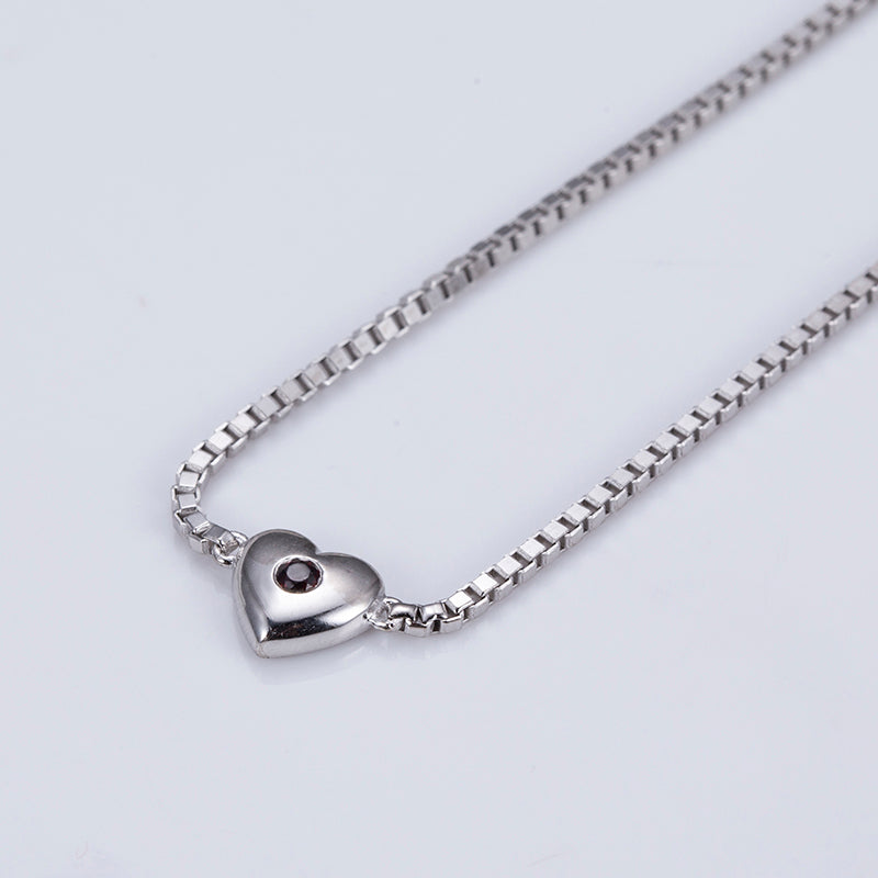 Ecob-554 "Pulse of Grace" Lab-Grown Ruby Heart Adjustable Bracelet