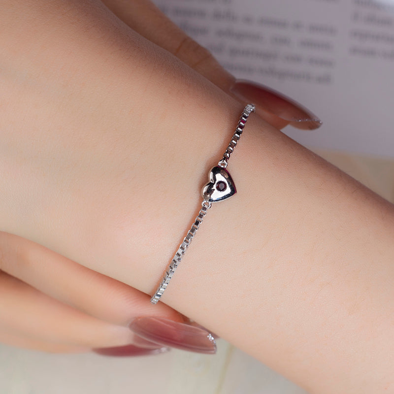 Ecob-554 "Pulse of Grace" Lab-Grown Ruby Heart Adjustable Bracelet