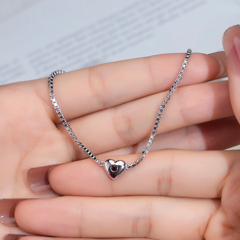 Ecob-554 "Pulse of Grace" Lab-Grown Ruby Heart Adjustable Bracelet