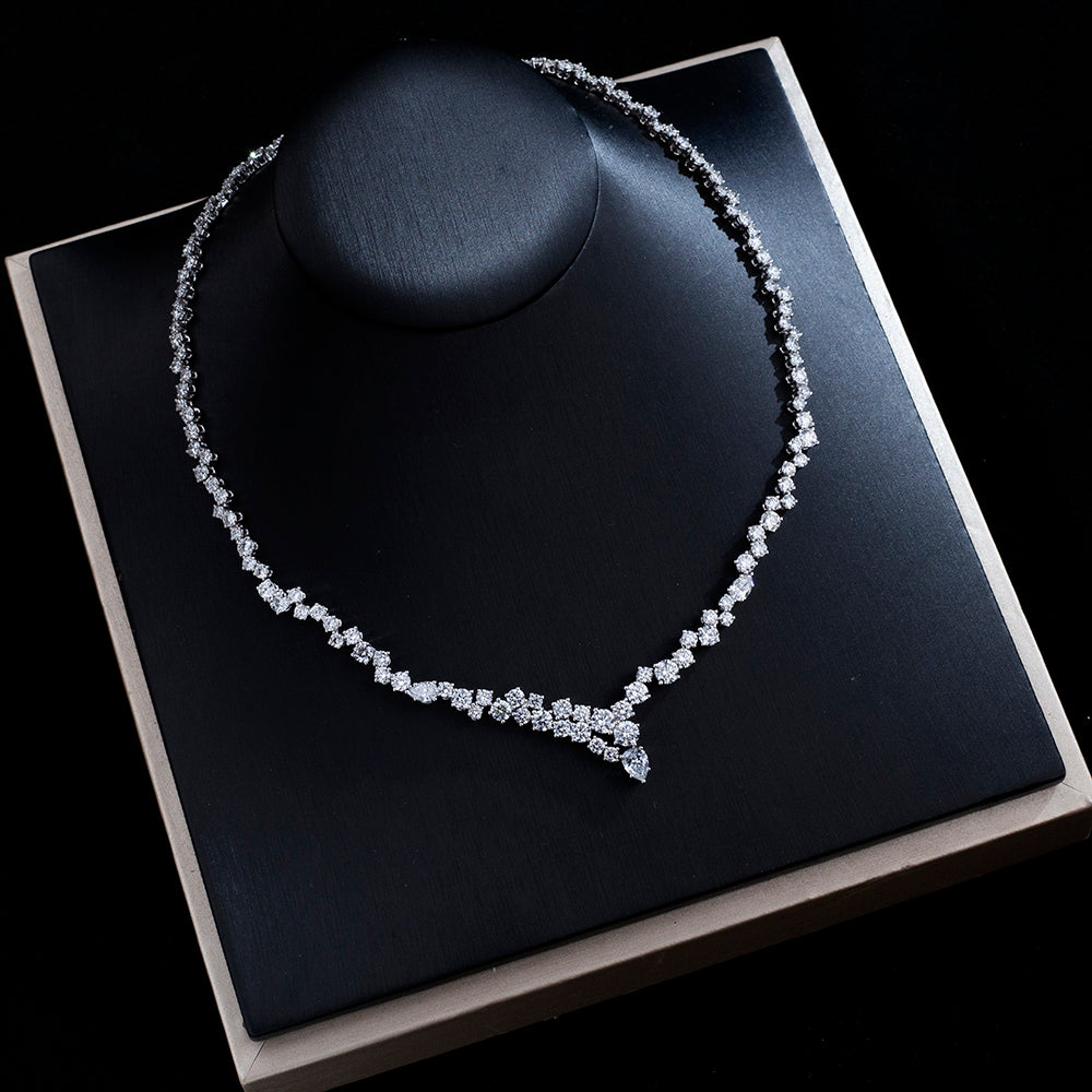 Econ-914 "Cascade of Grace" Lab-Grown Diamond Statement Necklace