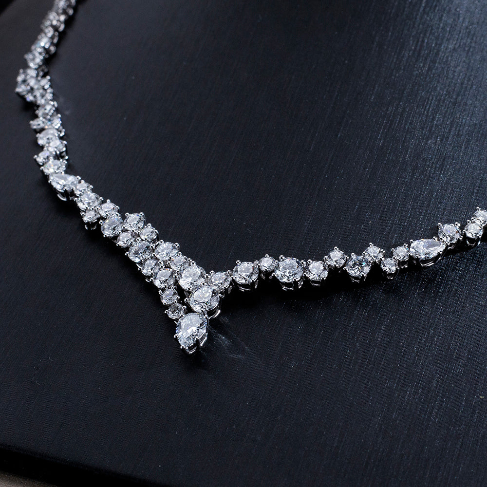 Econ-914 "Cascade of Grace" Lab-Grown Diamond Statement Necklace