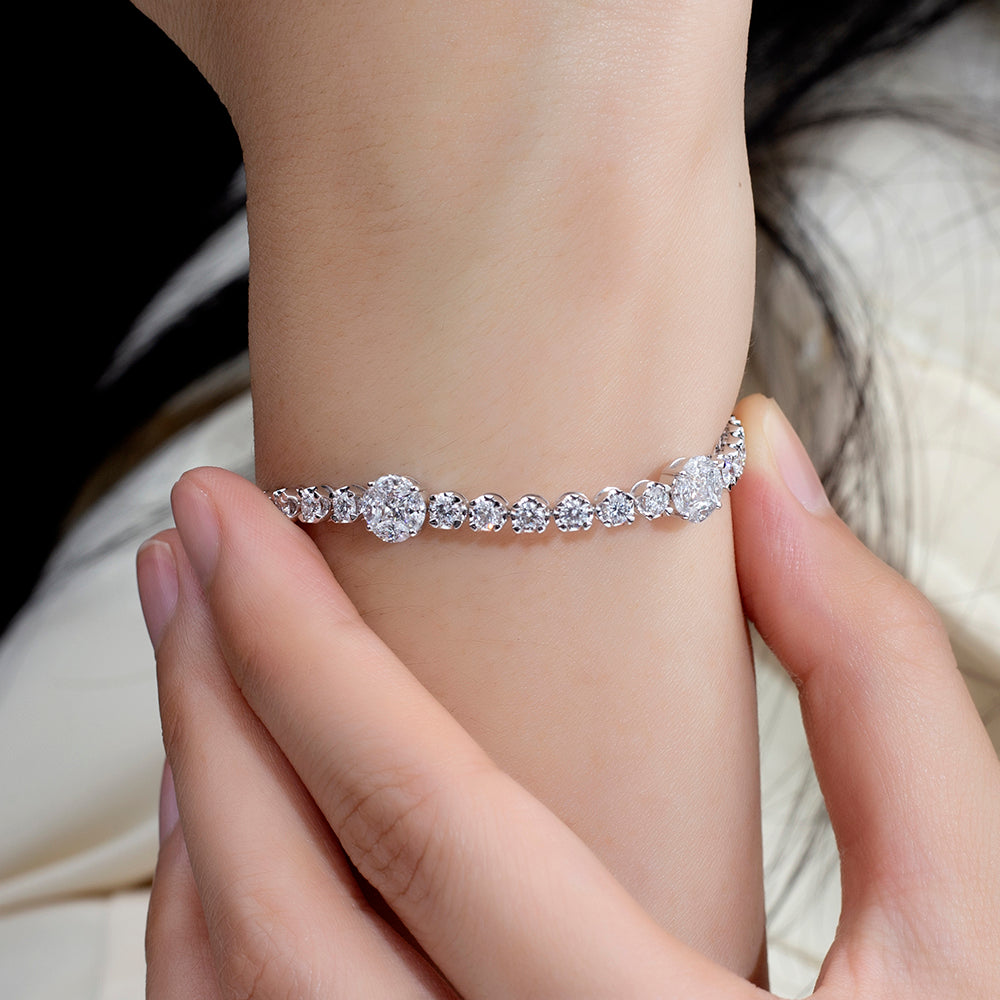 Ecob-634: Celestial Radiance – Lab-Grown Diamond Tennis Bracelet in 18K White Gold