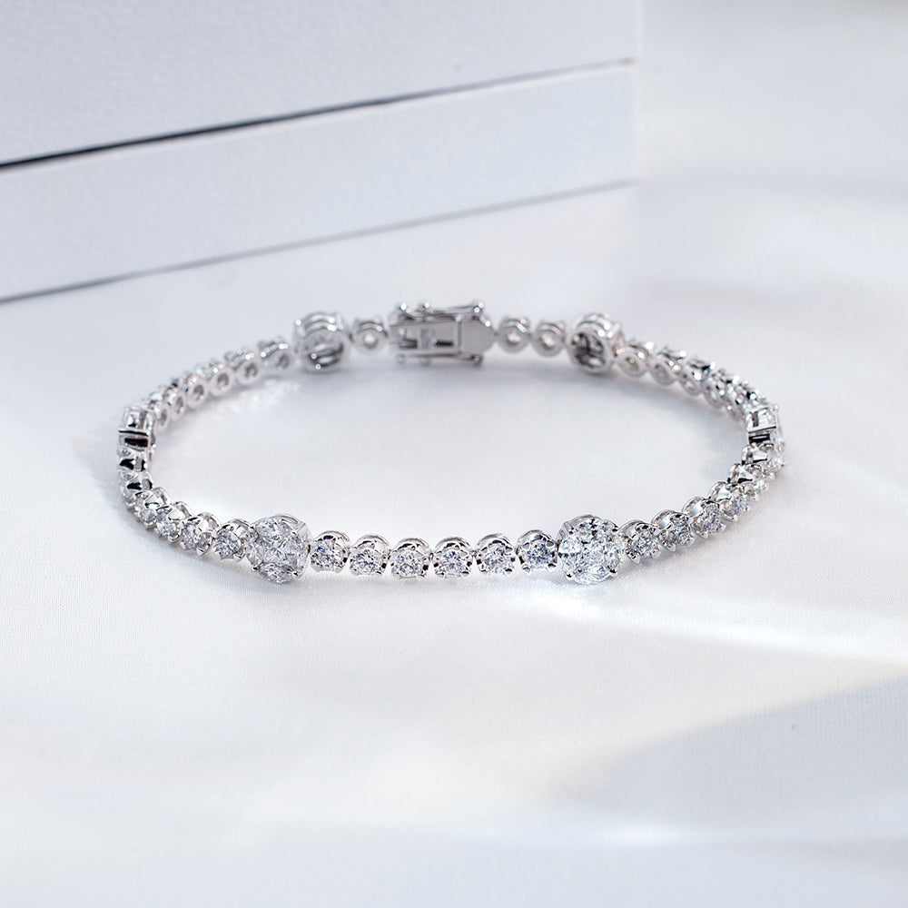 Ecob-634: Celestial Radiance – Lab-Grown Diamond Tennis Bracelet in 18K White Gold