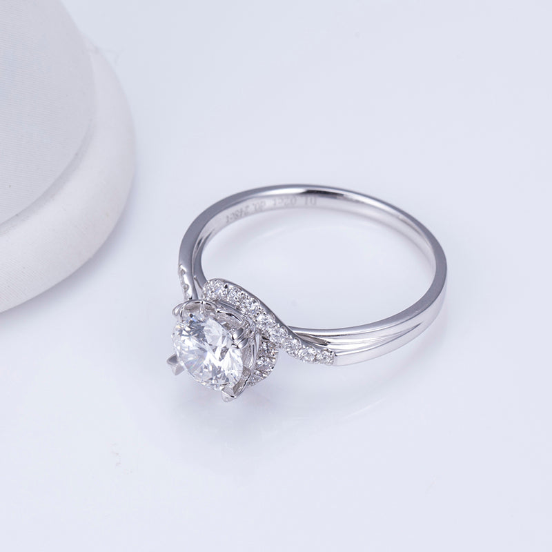 Eco-002 | 1ct Lab-Grown Diamond Halo Ring in 18K White Gold By Ecogemma