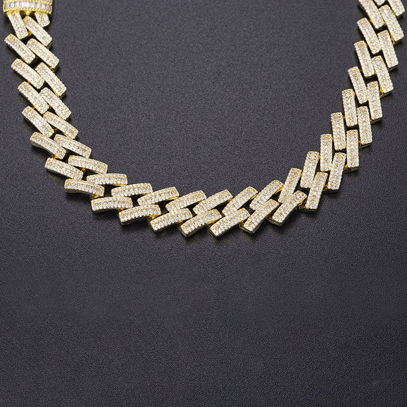 Ecogemma Ecoc-453: Zigzag Ice-Out Moissanite Cuban Link Bracelet in Custom Gold Finishes