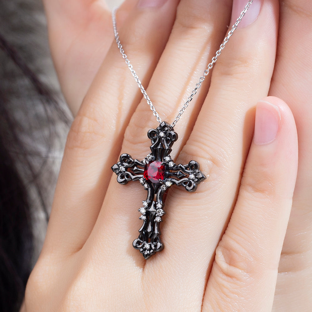 Econ-896 — The Crimson Creed Lab Ruby Cross Pendant