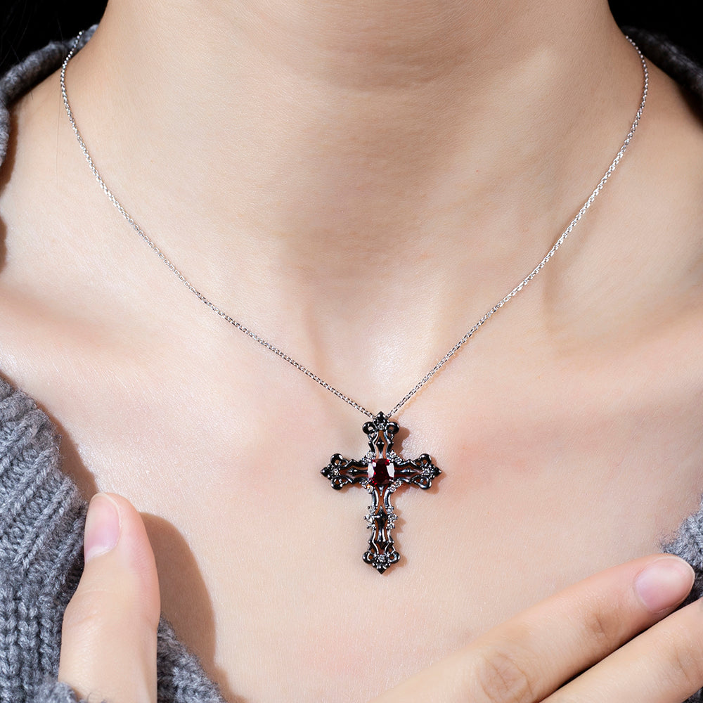 Econ-896 — The Crimson Creed Lab Ruby Cross Pendant