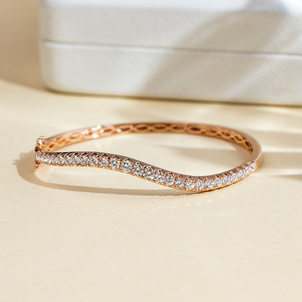 Ecob-633: The Wave of Light – Lab-Grown Diamond Bracelet in 18K Rose Gold