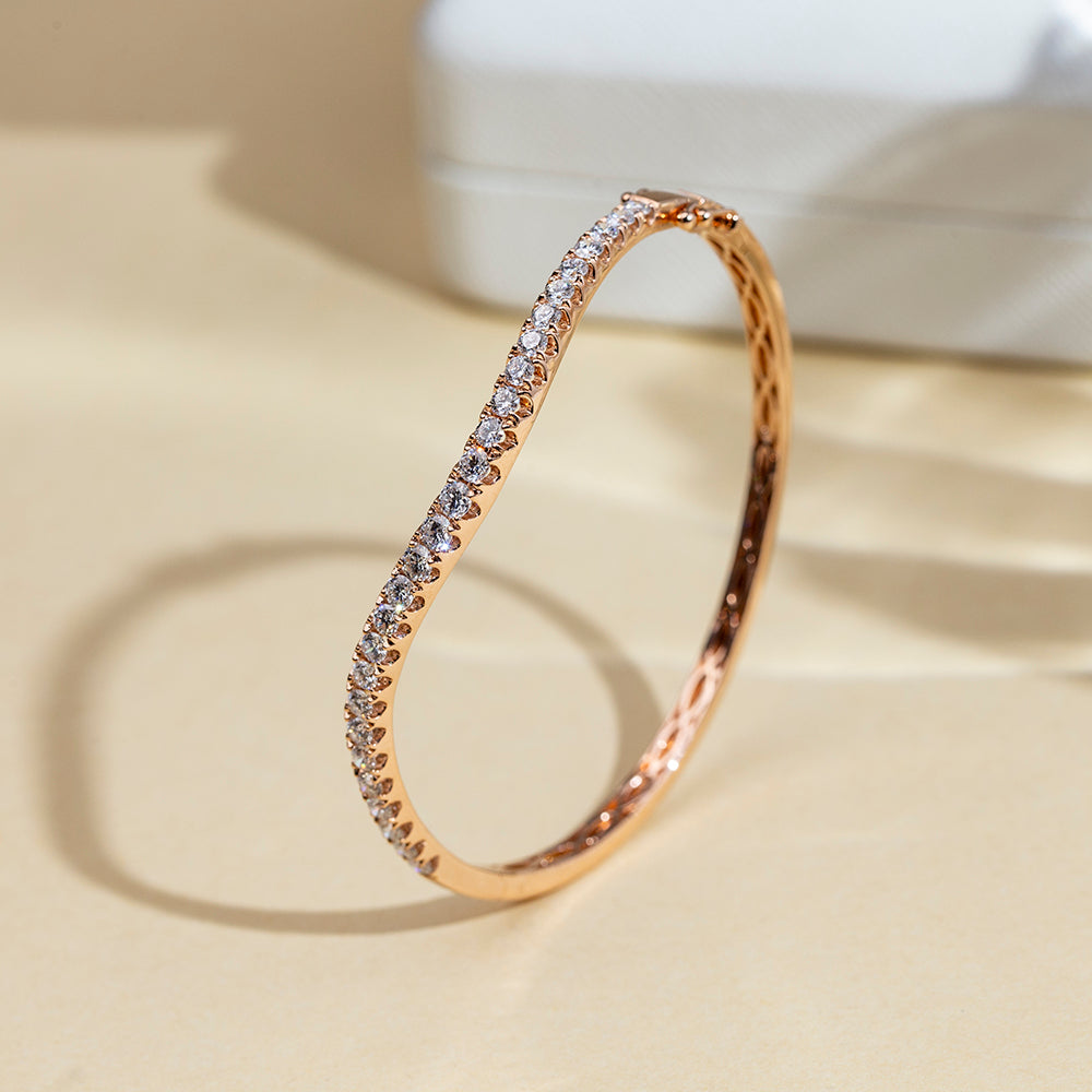 Ecob-633: The Wave of Light – Lab-Grown Diamond Bracelet in 18K Rose Gold