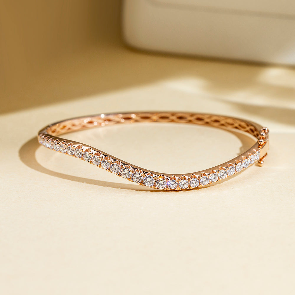 Ecob-633: The Wave of Light – Lab-Grown Diamond Bracelet in 18K Rose Gold