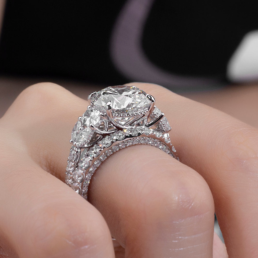 Eco-1851: Symphony of Light – Lab-Grown Diamond Bridal Set in 18K White Gold