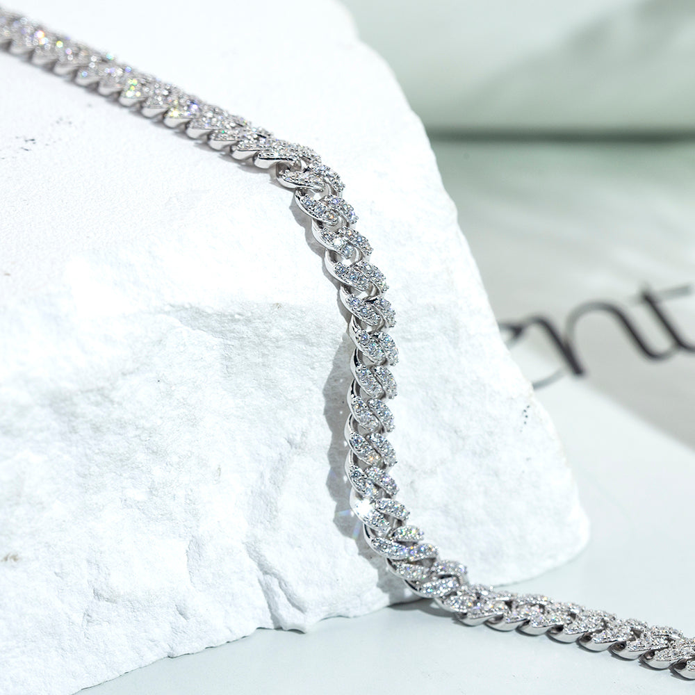 Ecob-624 | Bravura Cuban Lab Diamond Link Bracelet in 18K Gold