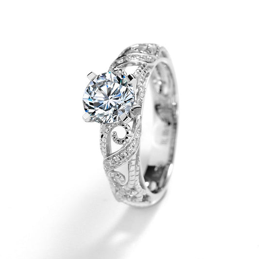 Eco-001 | Lab-Grown Diamond Filigree Ring in 18K White Gold By Ecogemma