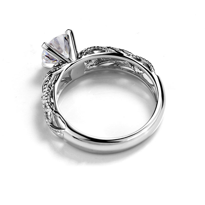Eco-001 | Lab-Grown Diamond Filigree Ring in 18K White Gold By Ecogemma