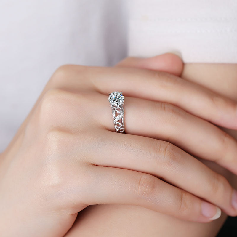 Eco-001 | Lab-Grown Diamond Filigree Ring in 18K White Gold By Ecogemma