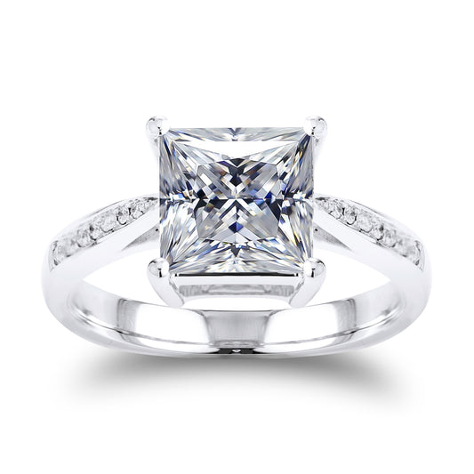 Eco—004 1.5ct D VS1 Princess Cut Lab-Grown Diamond Ring in 18K White Gold By Ecogemma · IGI Certified