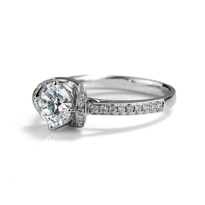 Eco—021: 1.0ct D VS1 Round Cut Lab-Grown Diamond Ring in 18K White Gold By Ecogemma · IGI Certified