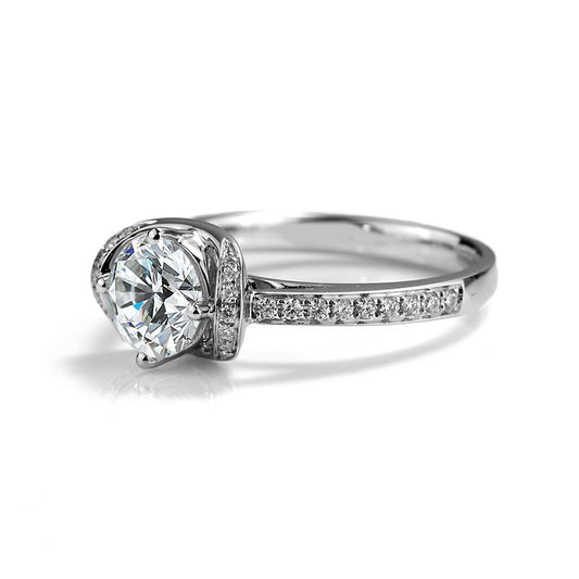 Eco—021: 1.0ct D VS1 Round Cut Lab-Grown Diamond Ring in 18K White Gold By Ecogemma · IGI Certified