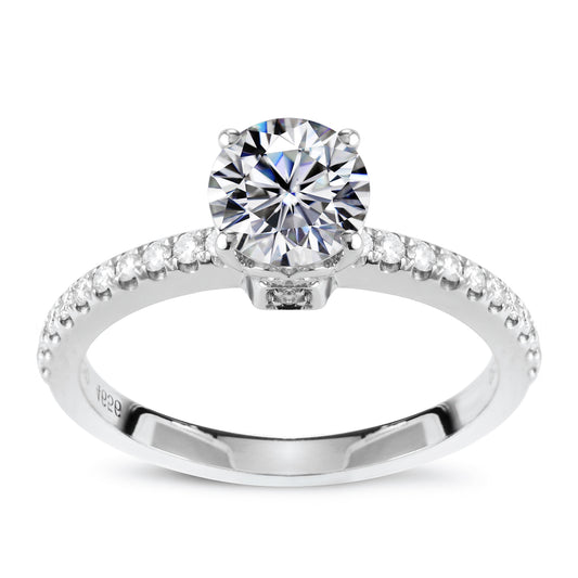 Eco—024: 1.0ct D VS1 Round Cut Lab-Grown Diamond Ring in 18K White Gold By Ecogemma · IGI Certified