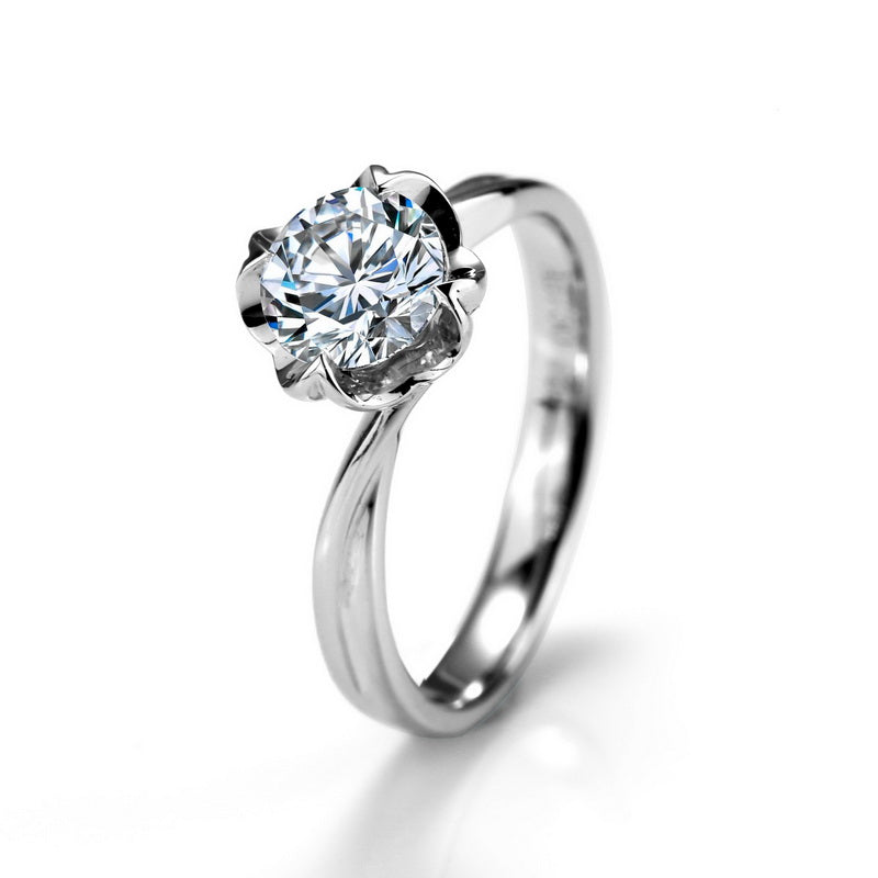 Eco—031: 1.0ct D VS1 Round Cut Lab-Grown Diamond Ring in 18K White Gold By Ecogemma · IGI Certified