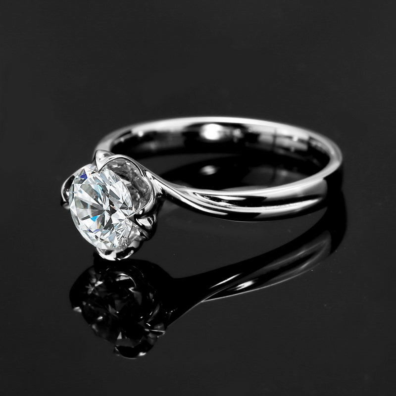 Eco—031: 1.0ct D VS1 Round Cut Lab-Grown Diamond Ring in 18K White Gold By Ecogemma · IGI Certified